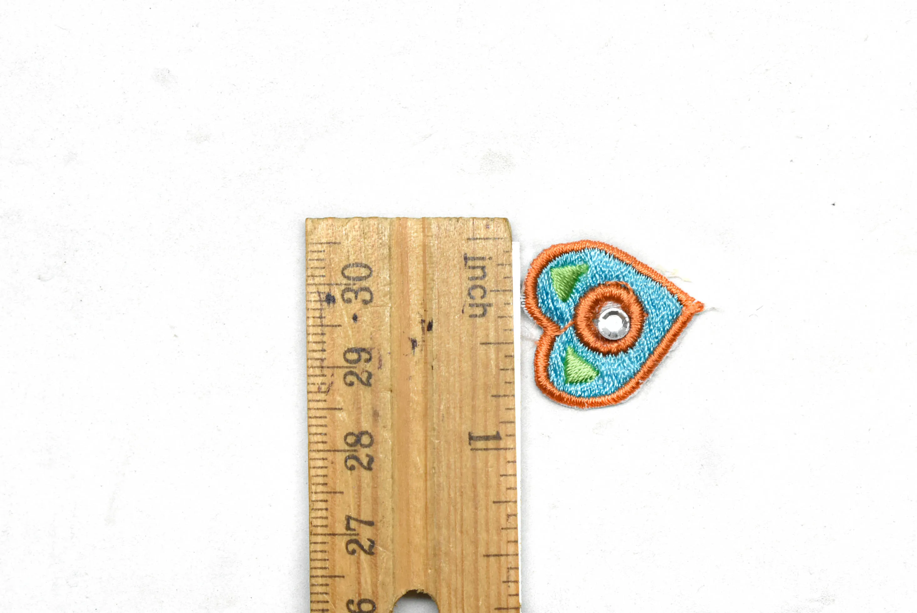 Two-Tone Tiny Heart w/Rhinestone Patches 1" x 0.75" - 1 Piece