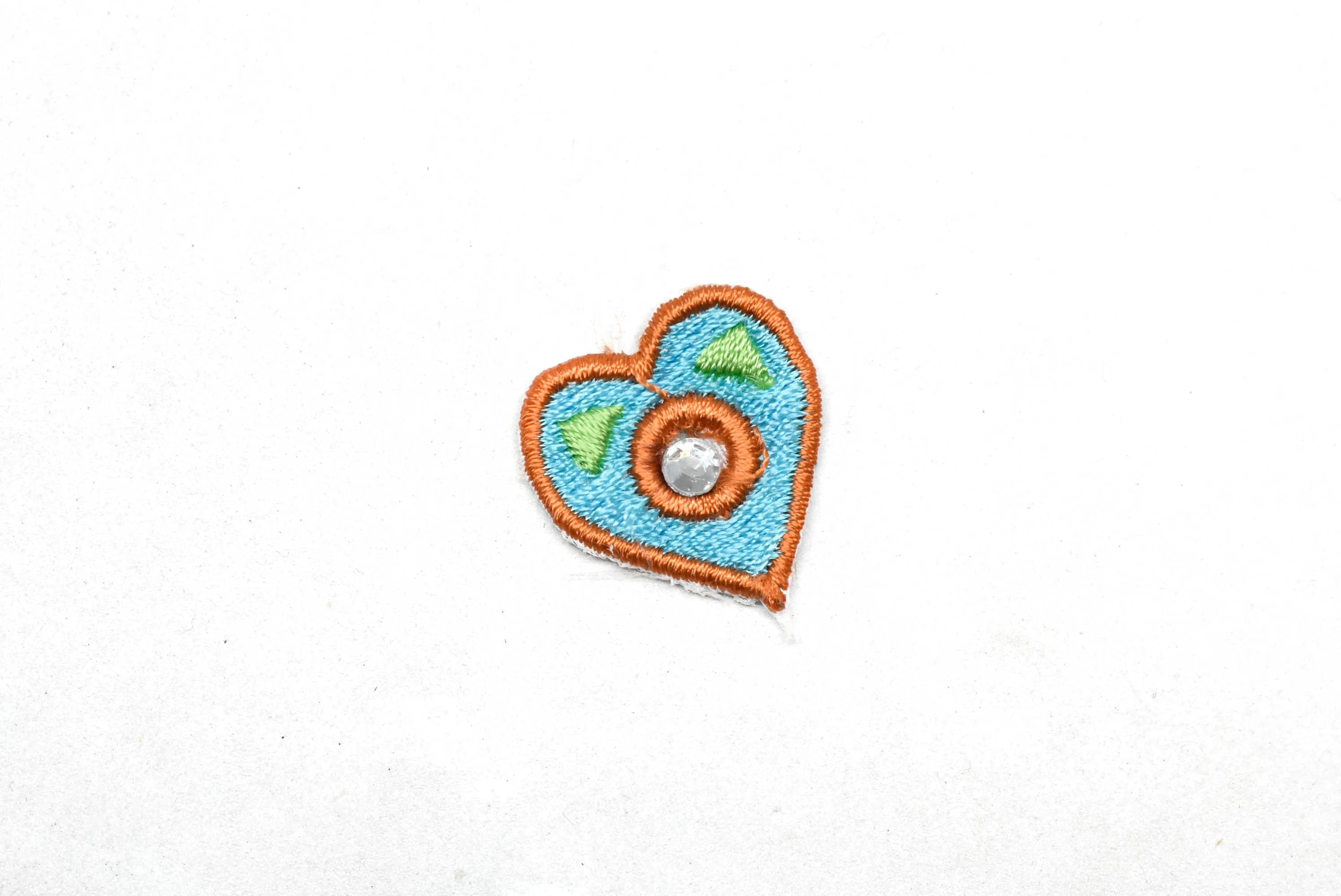 Two-Tone Tiny Heart w/Rhinestone Patches 1" x 0.75" - 1 Piece