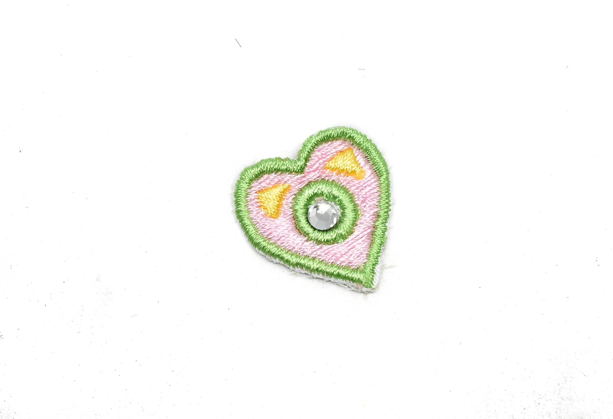 Two-Tone Tiny Heart w/Rhinestone Patches 1" x 0.75" - 1 Piece