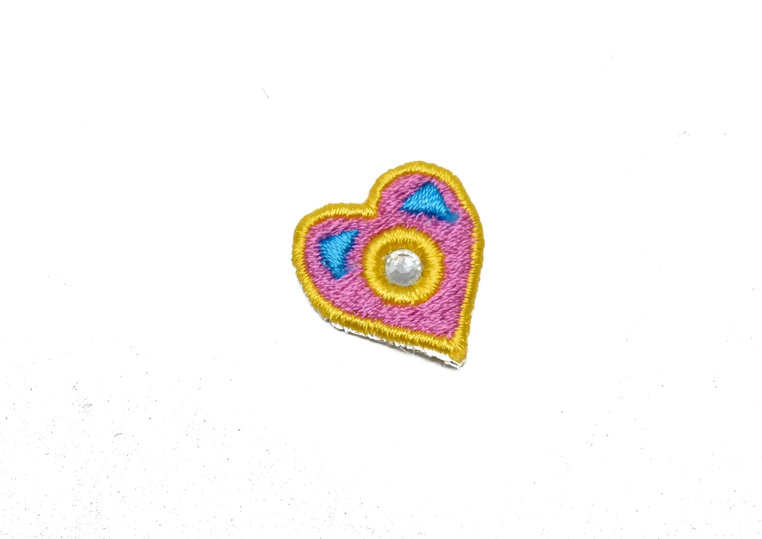 Two-Tone Tiny Heart w/Rhinestone Patches 1" x 0.75" - 1 Piece
