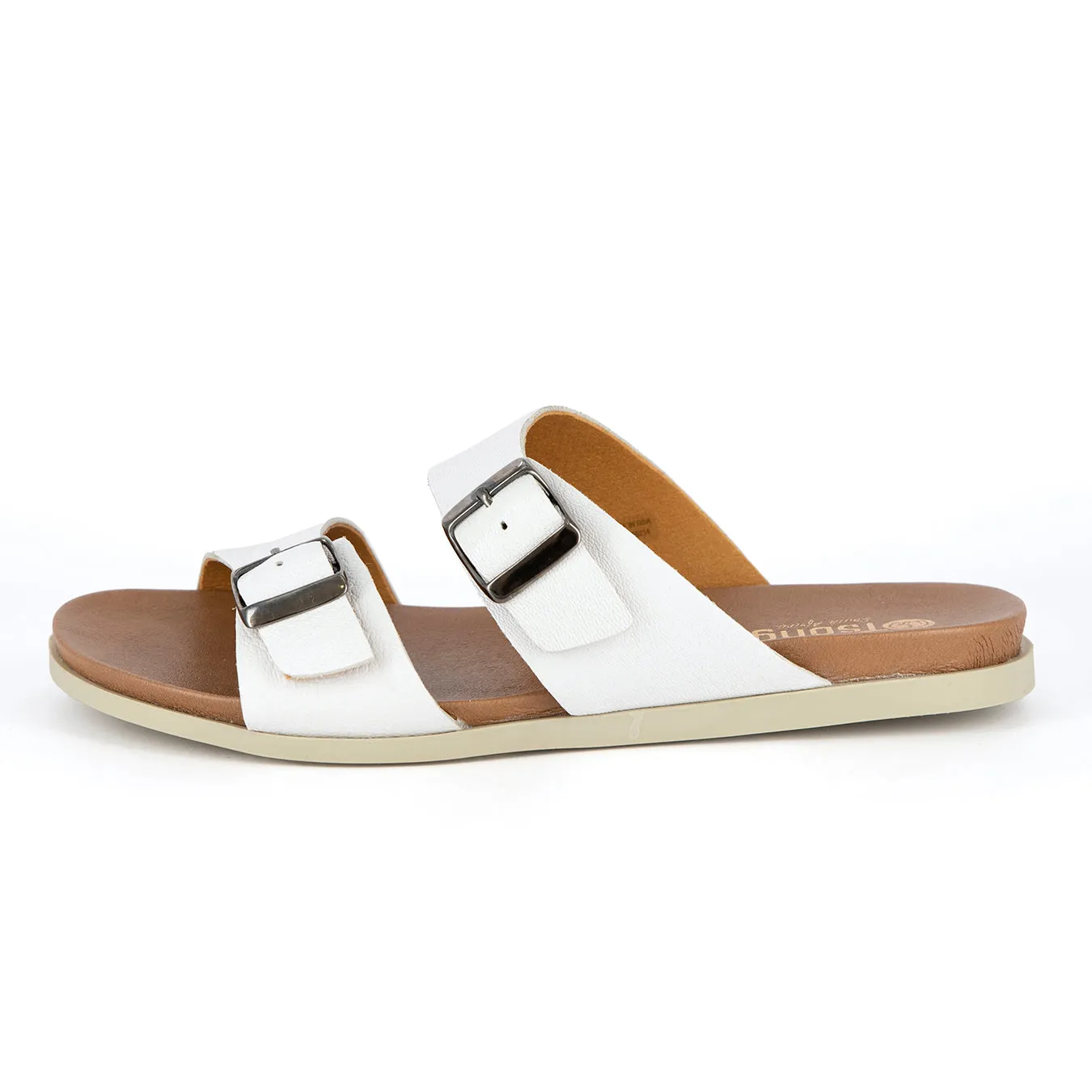 Uhuru : Ladies Leather Sandal in White Cayak