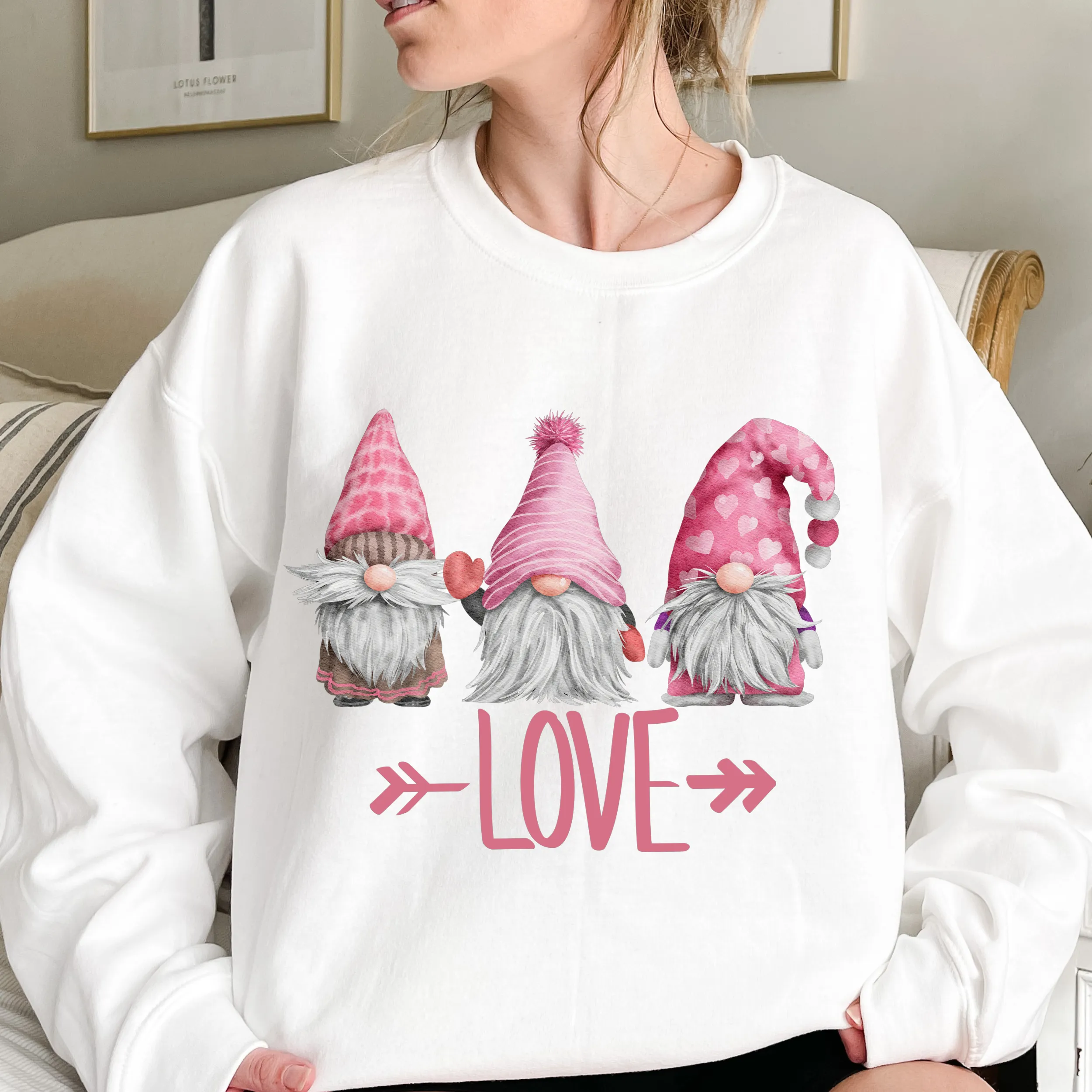 Valentine's Gnome shirt Valentine's Day Gnomes white or pink shirt unisex cozy Valentine's Unisex Sweatshirt Cute Gnomes Love Sweatshirt