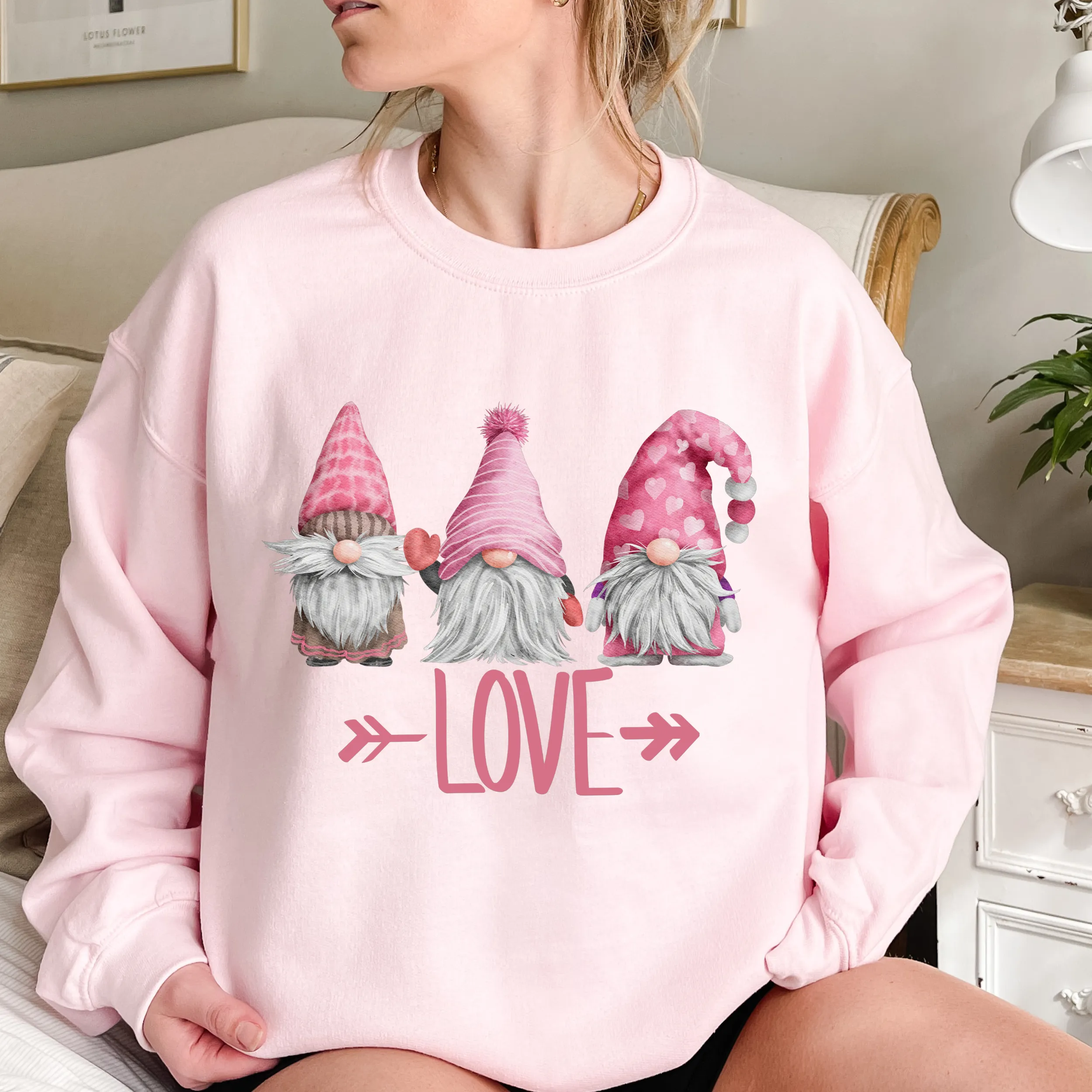 Valentine's Gnome shirt Valentine's Day Gnomes white or pink shirt unisex cozy Valentine's Unisex Sweatshirt Cute Gnomes Love Sweatshirt