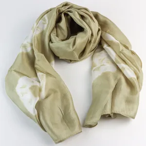 Vietnamese Silk Scarf - Beige & White Tie-Dye