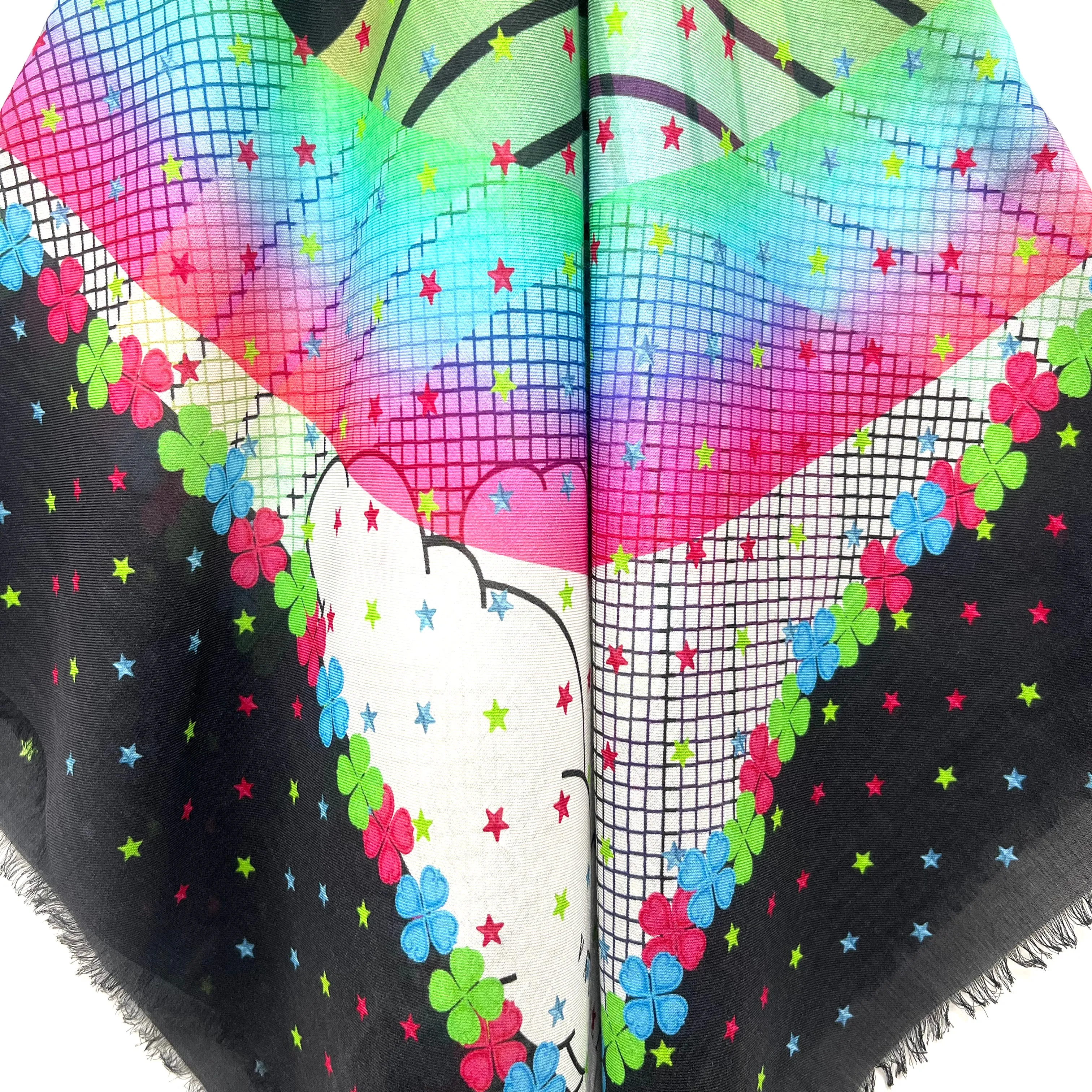 VL-7000 "PEACE AND LUCK" - VASSILISA DIGITAL PRINT MODAL AND CASHMERE SCARF. MADE IN ITALY