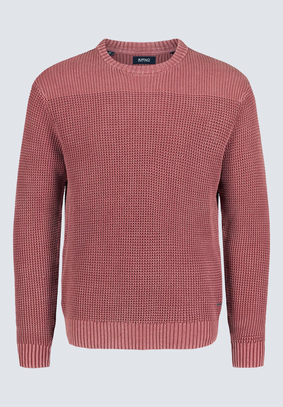 Washy Men's Textured Knit Crewneck Sweater, Red - BM24451