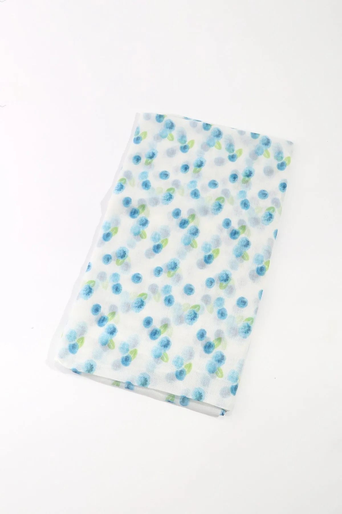 White & Blue Watercolour Polka Dot Scarf