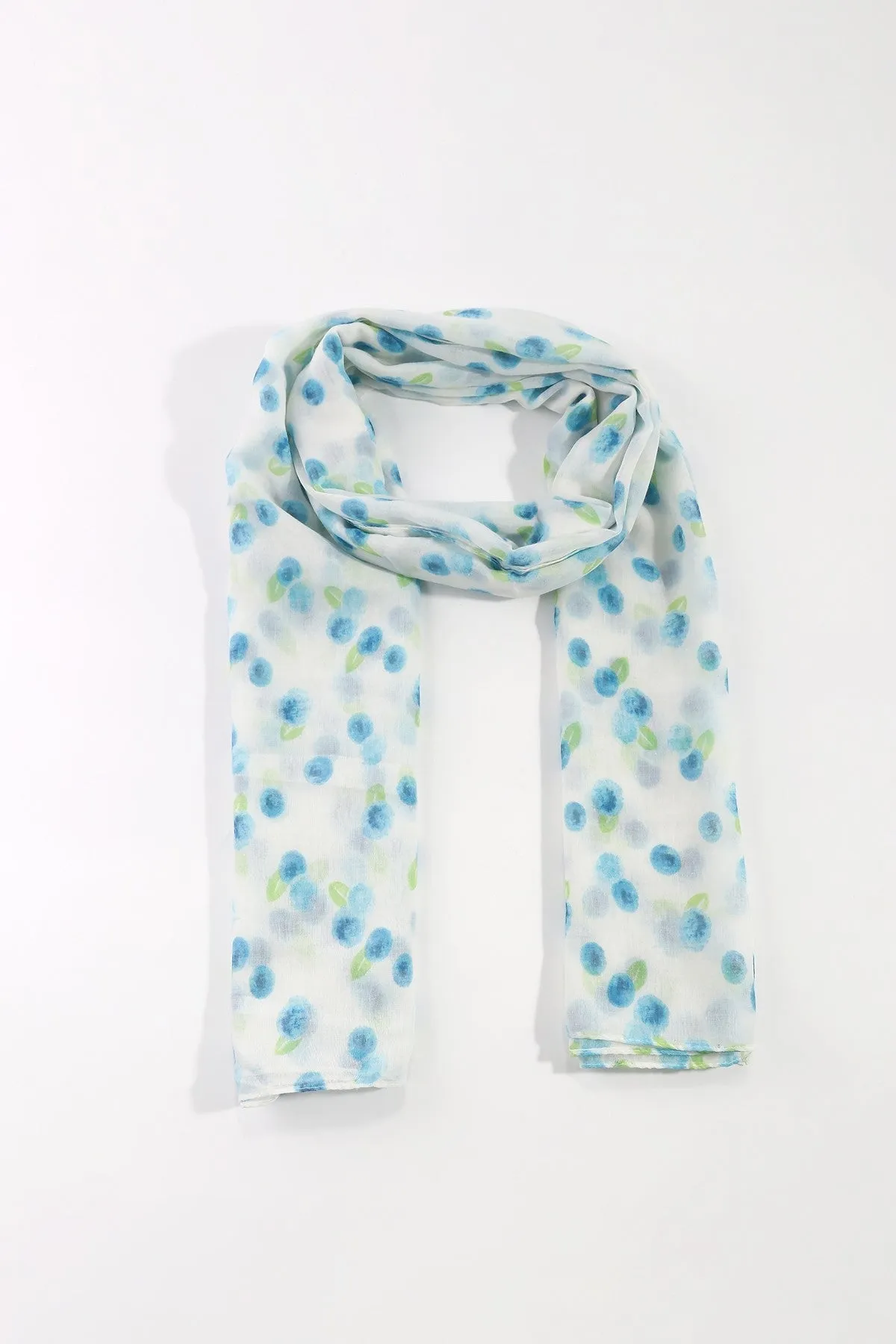 White & Blue Watercolour Polka Dot Scarf