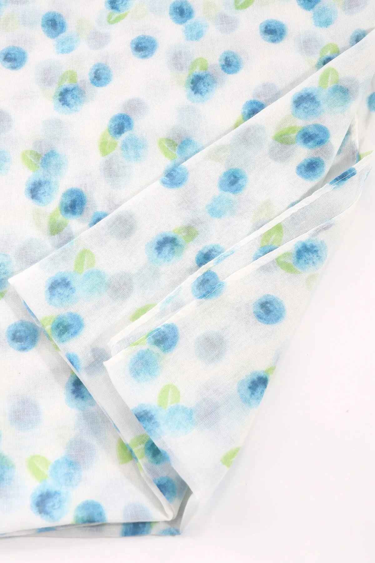 White & Blue Watercolour Polka Dot Scarf