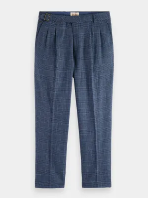 Wide leg pleated check chinos
