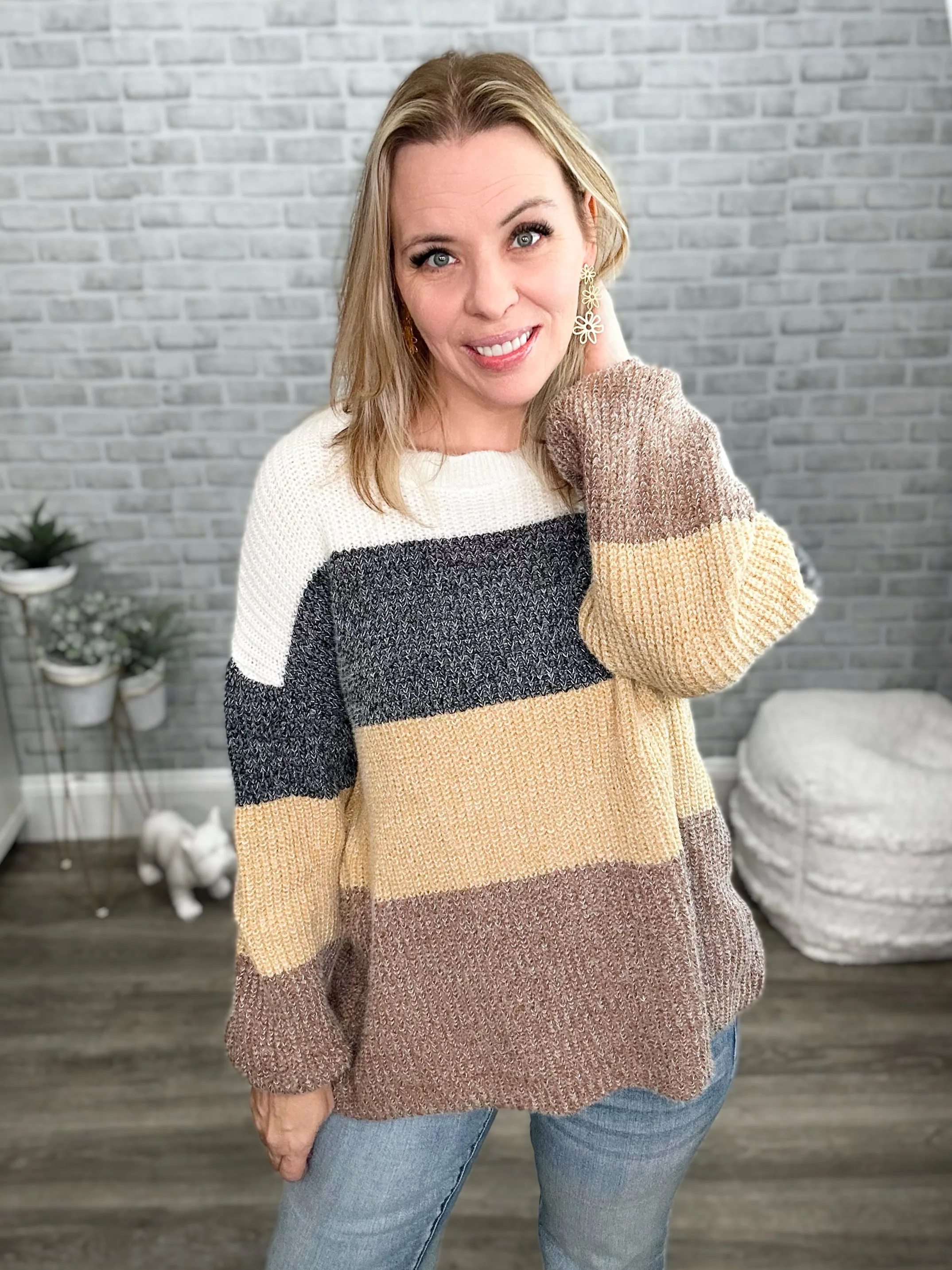 Wide Striped Cozy Knit Sweaters