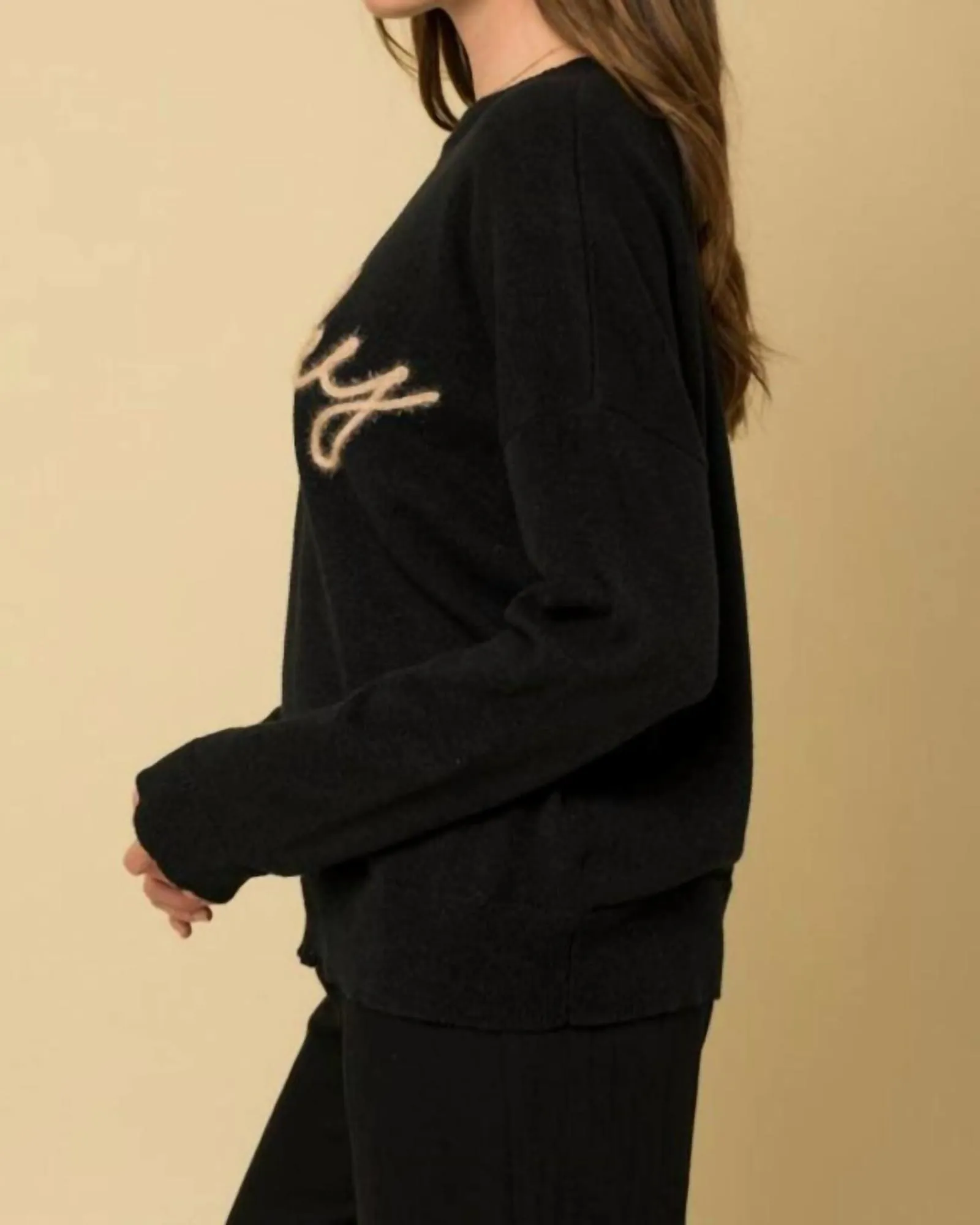 Wifey Graphic Pullover Sweater in Black | Black