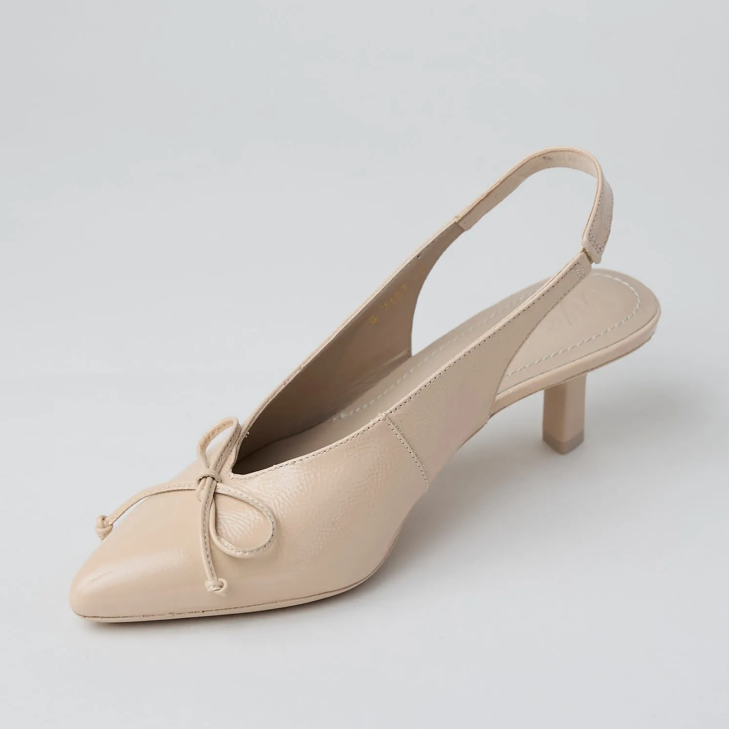 Wonders Nude Patent Leather Slingback Shoes