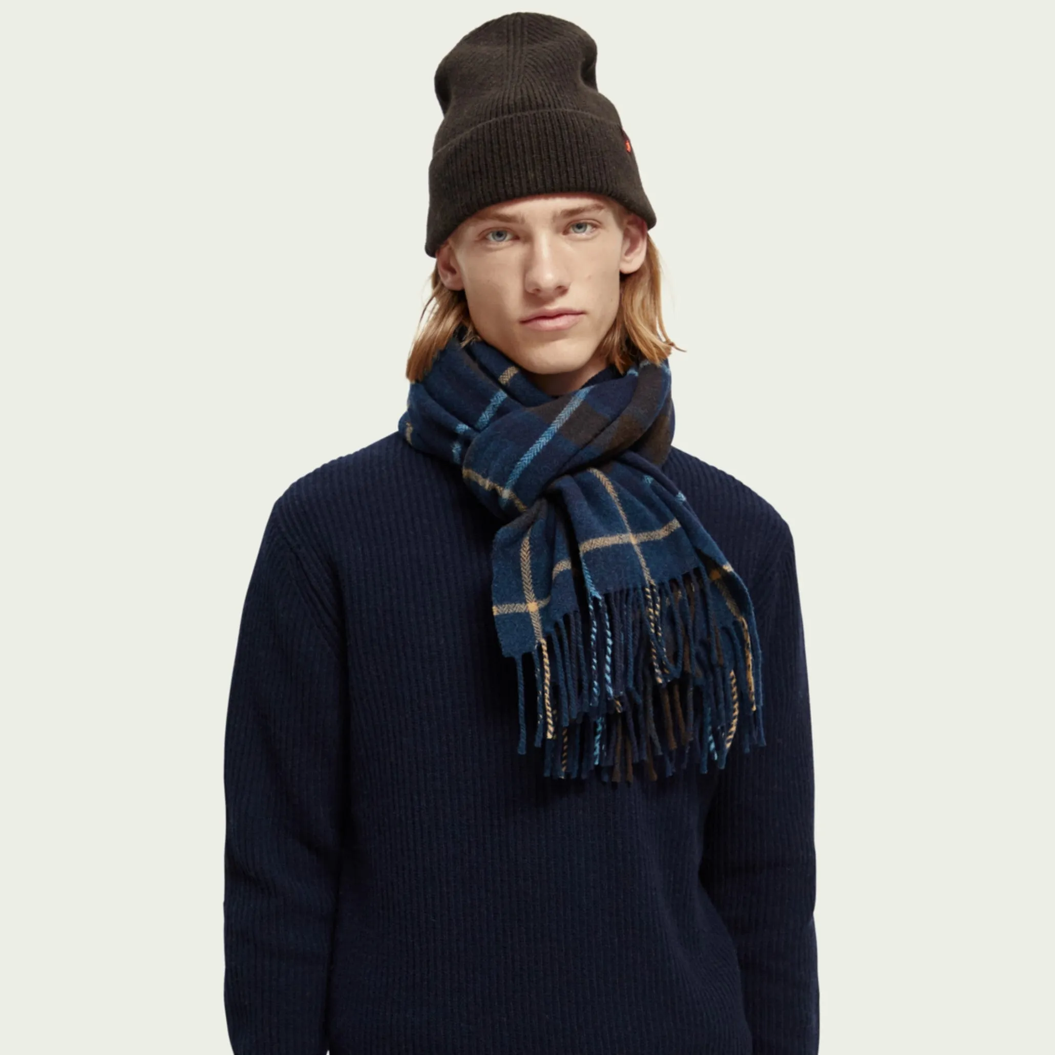 Woven Wool-Blend Check Scarf (Combo C)